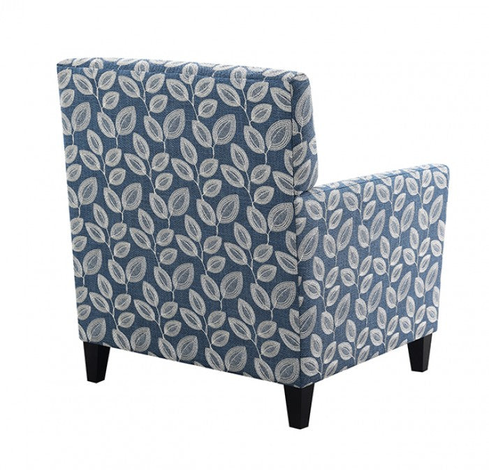 Ivey Botanical Blue/Egret White Accent Chair