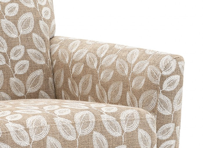 Ivey Botanical Warm Mocha/Egret White Accent Chair