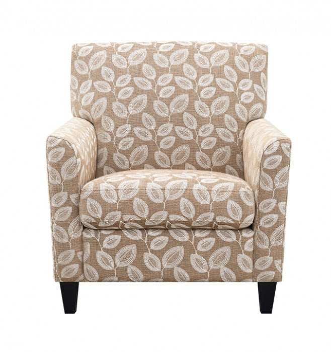 Ivey Botanical Warm Mocha/Egret White Accent Chair