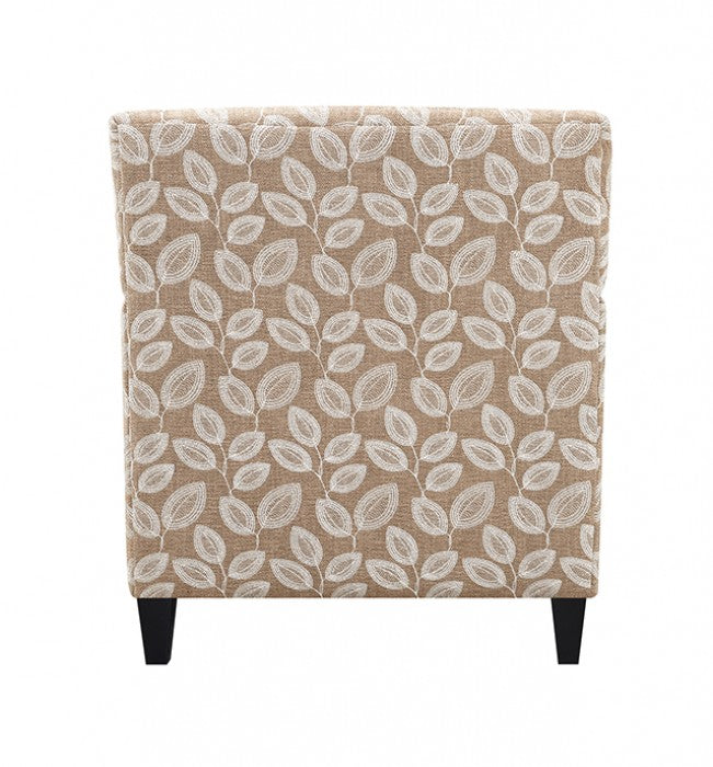 Ivey Botanical Warm Mocha/Egret White Accent Chair