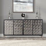 Beckham Weathered Black/Silver 4-Door Cabinet