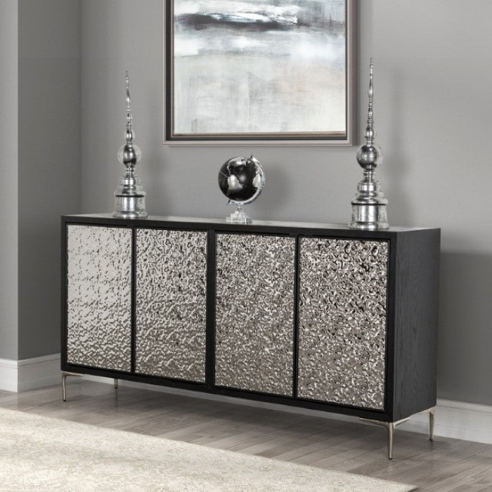 Beckham Weathered Black/Silver 4-Door Cabinet