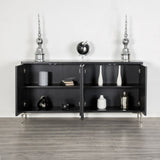 Beckham Weathered Black/Silver 4-Door Cabinet
