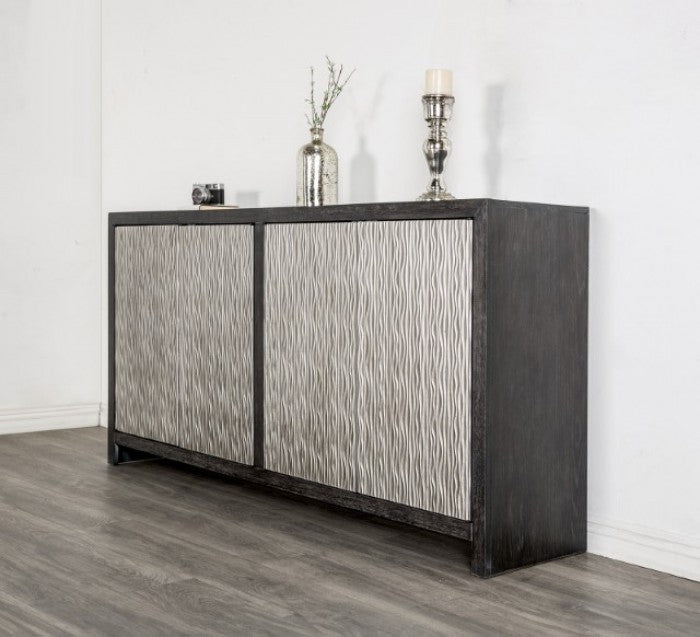 Forger Weathered Black/Silver 4-Door Cabinet