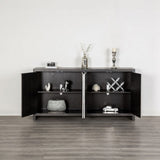 Forger Weathered Black/Silver 4-Door Cabinet