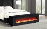 Elnath Black Bench w/ Visual Wood Log Fireplace