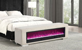 Elnath Beige Bench w/ Visual Wood Log Fireplace
