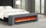 Elnath Gray Bench w/ Visual Wood Log Fireplace
