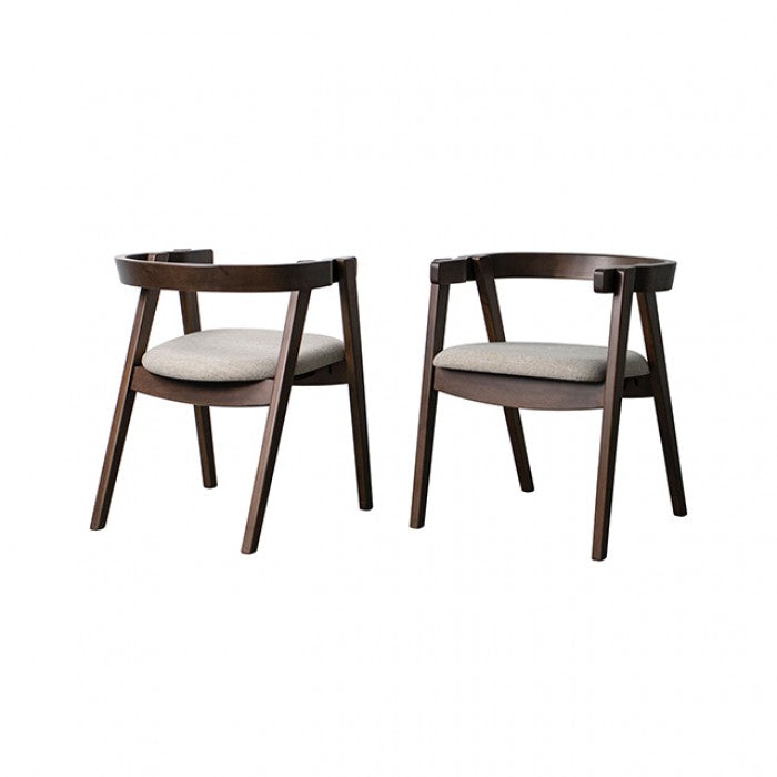 Fortel Natural Sand Fabric Seat Arm Chair Set of 2