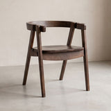 Fortel Walnut Fabric Seat Arm Chair Set of 2