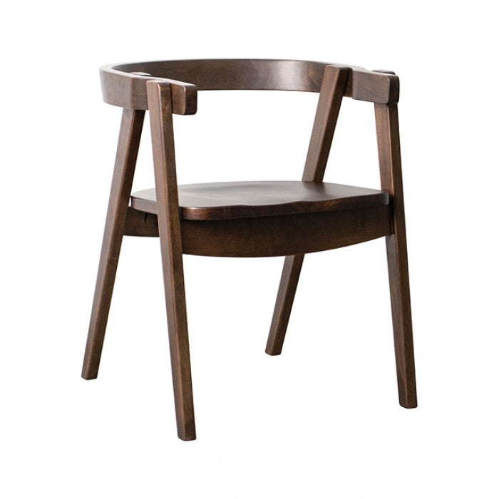 Fortel Walnut Fabric Seat Arm Chair Set of 2