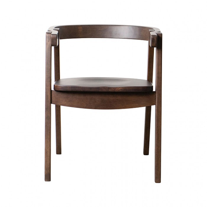 Fortel Walnut Fabric Seat Arm Chair Set of 2