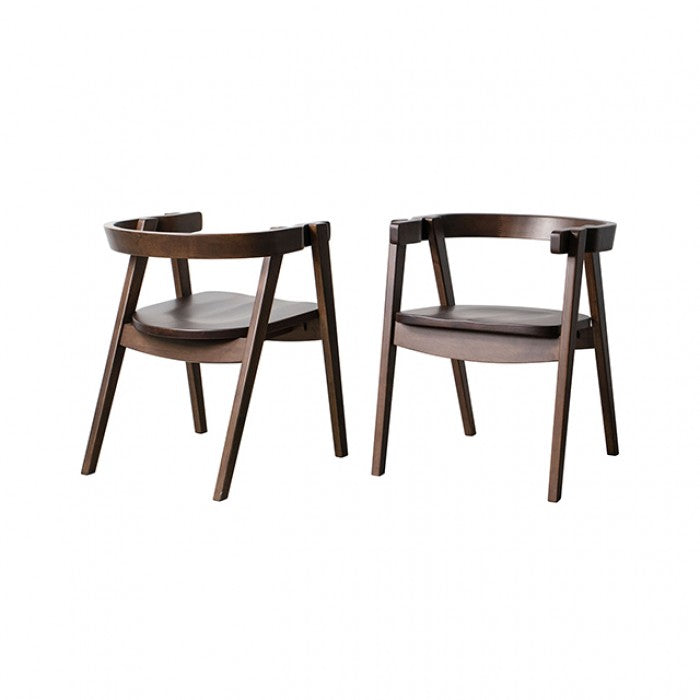Fortel Walnut Fabric Seat Arm Chair Set of 2