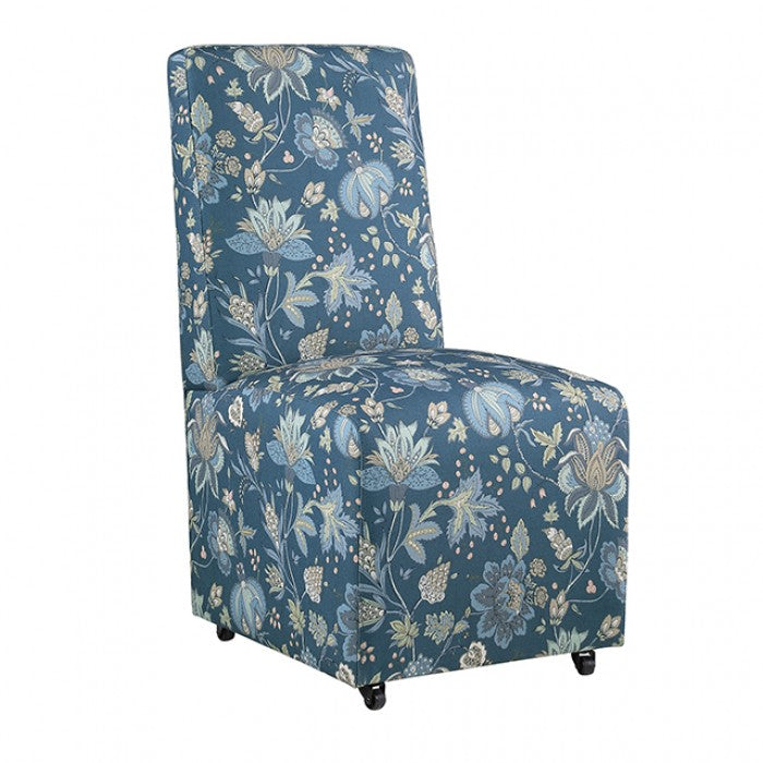 Durham Jacobean Floral Peacock Blue Dining Chair