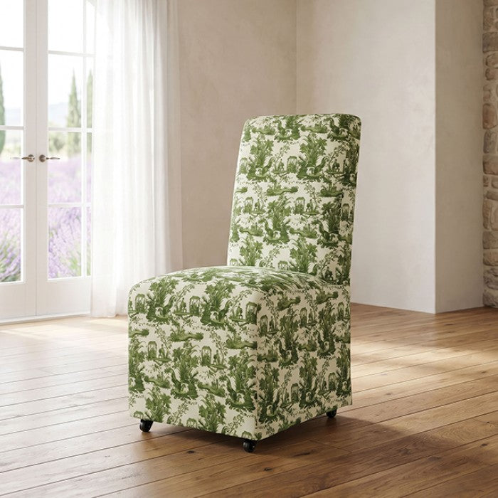 Durham Seaside Cabbage Rose Green/White Dining Chair