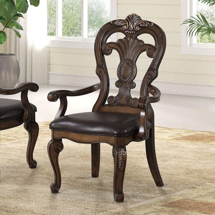 Leovanni Dark Brown Arm Chair Set of 2