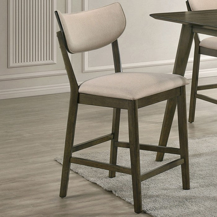 Huttwil Dark Walnut/Beige Counter Height Chair Set of 2