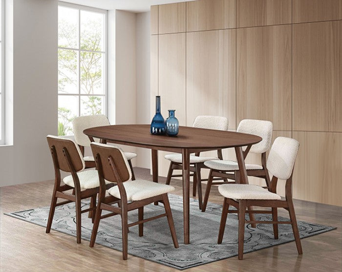 Uzwil Walnut/Beige Side Chair Set of 2 by Furniture of America at Eve Furniture