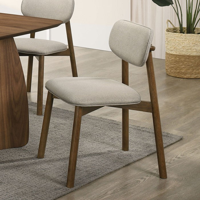 Alnwick Walnut/Beige Side Chair Set of 2