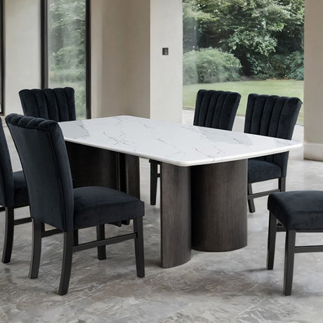 Selsey White Dining Table Stone Top by Furniture of America at Eve Furniture