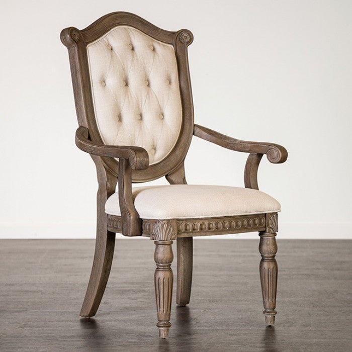 Seven Oaks Rustic Weathered Oak/Beige Arm Chair Set of 2 by Furniture of America at Eve Furniture