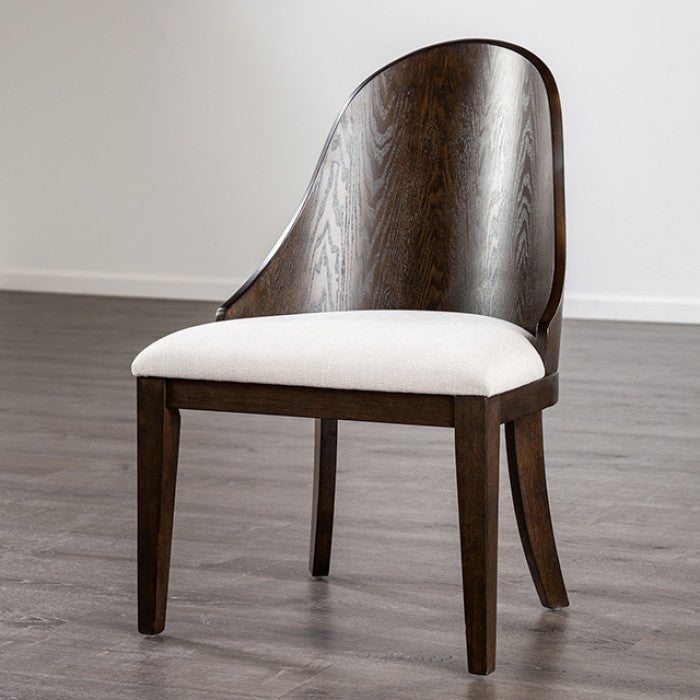 Morden Dark Walnut/Off-White Side Chair Set of 2 by Furniture of America at Eve Furniture