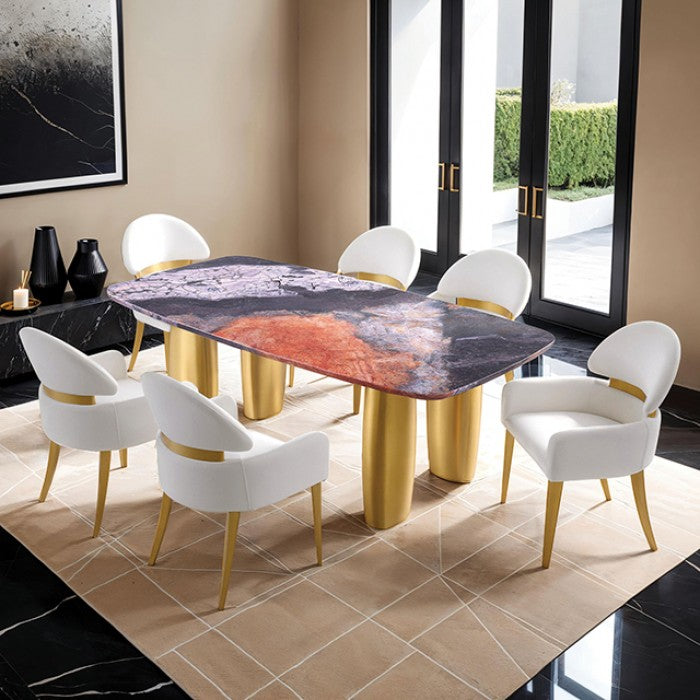 Northolt Black/Gray/Matte Gold 7-Piece Dining Room Set