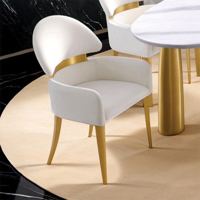 Northam White/Matte Gold Arm Chair Set of 2
