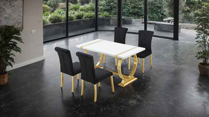 Holstebro Gold/White/Black 5-Piece Dining Room Set