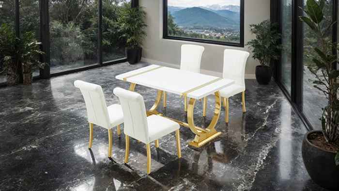 Holstebro Gold/White 5-Piece Dining Room Set