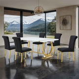Holbaek Contemporary Gold/Black 80 5-Piece Dining Room Set