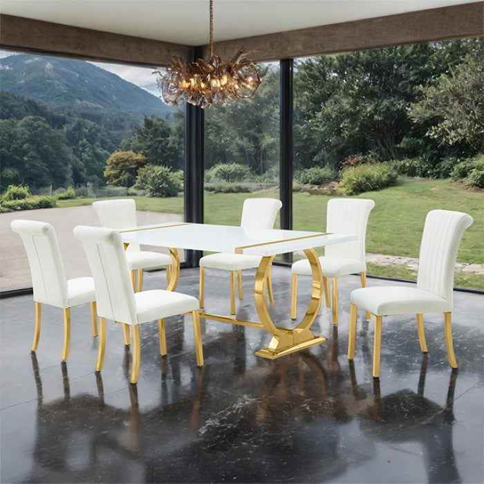 Holbaek Gold/White 80 7-Piece Dining Room Set
