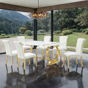 Holbaek Gold/White 80 5-Piece Dining Room Set