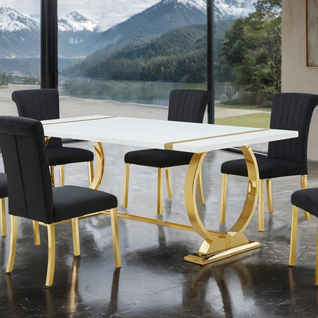 Holbaek Gold/White 80" Dining Table by Furniture of America at Eve Furniture