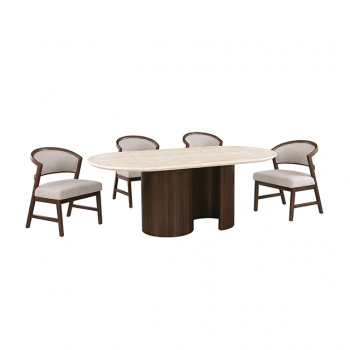 Narvik Light Beige/White 5-Piece Dining Room Set