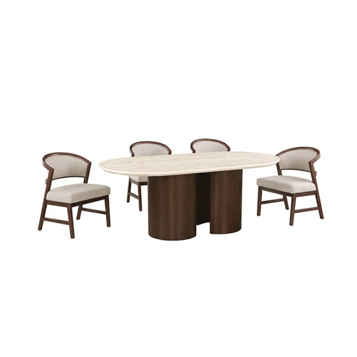 Narvik Light Beige/White 5-Piece Dining Room Set