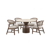 Cirava Travertine/White 5-Piece Dining Room Set