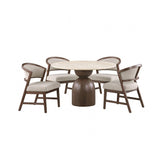 Cirava Travertine/White 5-Piece Dining Room Set