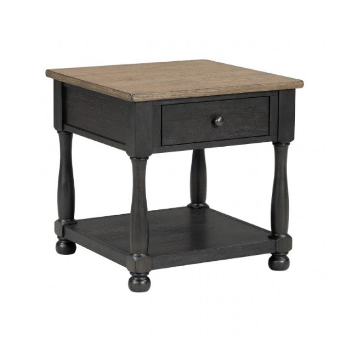 Neue Mills Weathered Black/Brown End Table
