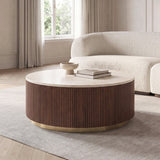 Virden Dark Brown/Light Beige Round Cocktail Table