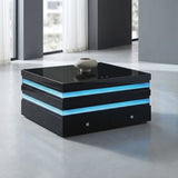 Maloy Black Square Cocktail Table w/ Drawers