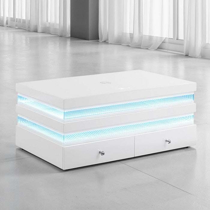 Maloy White Rectangle Cocktail Table w/ Drawers