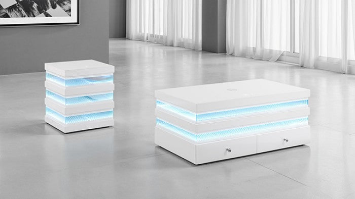Maloy White Rectangle Cocktail Table w/ Drawers