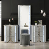 Cleburne Light Gray Vanity Stool