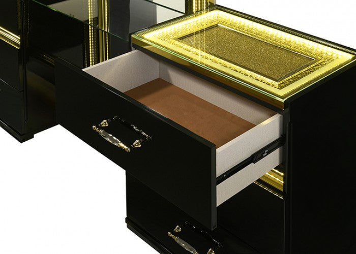 Lucida Black Vanity Set w/ Stool
