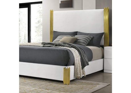 Basildon White/Gold, Dark Brown King Bed by Furniture of America at Eve Furniture