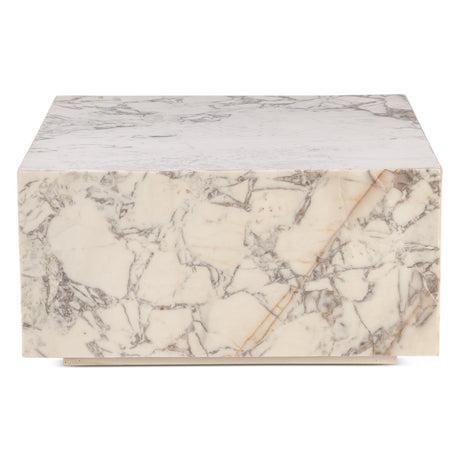 Nile 32" Drum Coffee Table in Alabaster Marble by Home Trends & Design at Eve Furniture
