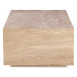Nile 50" Drum Coffee Table in Travertine Stone by Home Trends & Design at Eve Furniture