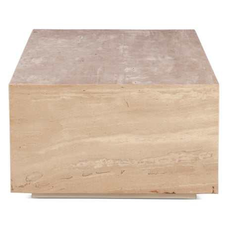 Nile 50" Drum Coffee Table in Travertine Stone by Home Trends & Design at Eve Furniture
