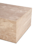 Nile 50" Drum Coffee Table in Travertine Stone by Home Trends & Design at Eve Furniture